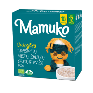 Ekologiška traiškytų miežių, žaliųjų grikių ir avižų košė